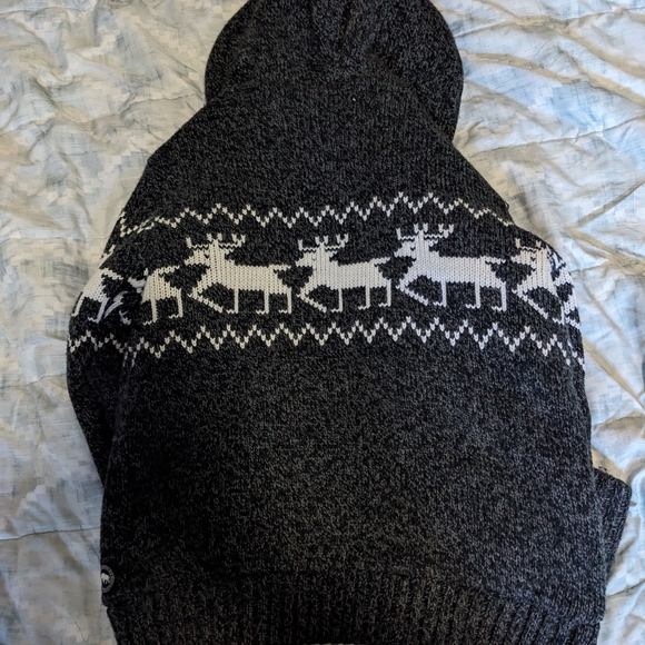 Buffalo David Bitton Mens Grey Reindeer Zipper Hoodie Sweater (Size Medium) - Picture 4 of 4